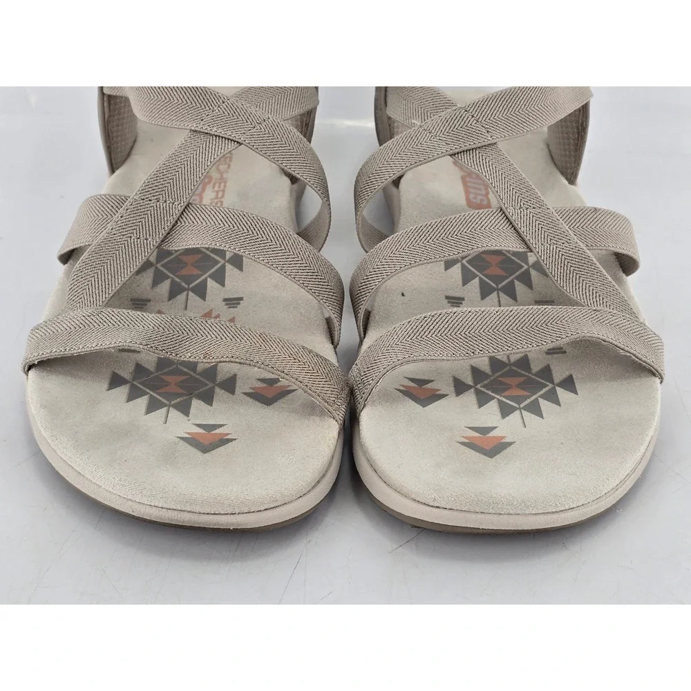 Skechers Slip-ins Reggae Slim Sandals Womens 11 Taupe Strappy Aztec -Excellent